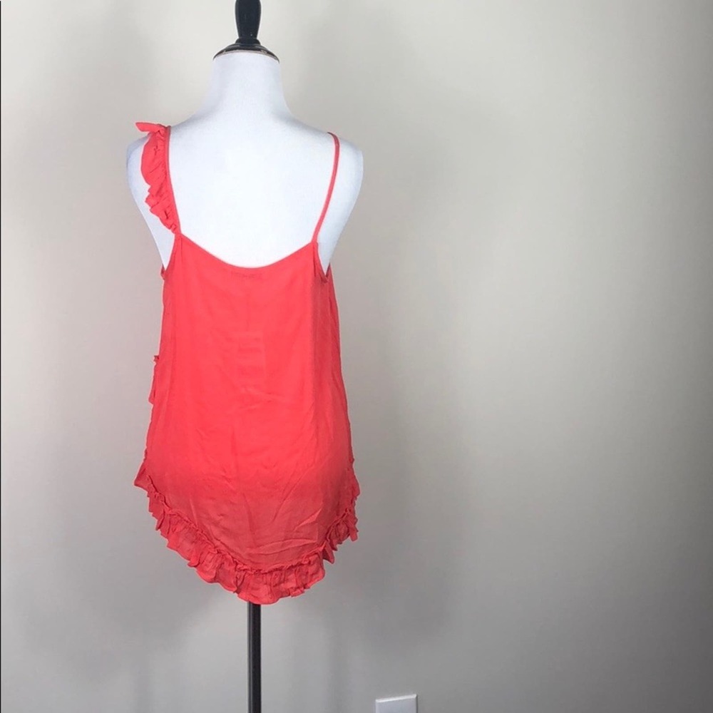 Ro & De Top Coral Asymmetrical Ruffle Tank Top - Picture 5 of 6